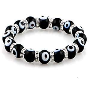 Vishal Jewelry 10mm Glass Eye Beads Translucent Black Swarovski Evil 