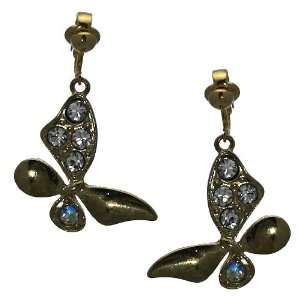  Bellisima Gold Crystal Clip On Earrings Jewelry