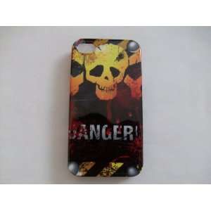  iPhone 4G Danger Yellow Skull with Blood Black Hard Phone 