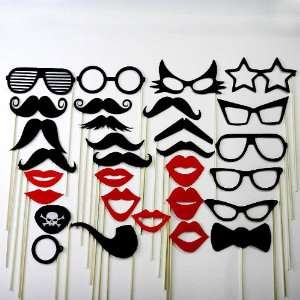 Mustache on a Stick Wedding Favor Party Photo Booth Prop Mask 30 Piece 