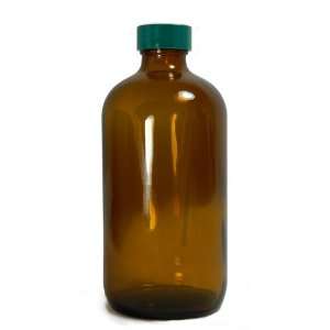 Qorpak GLC 02001 Amber Glass Boston Round Bottle with 33 400 Green 