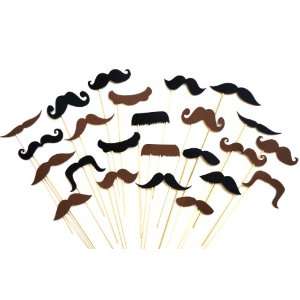  Photo Booth Props   Set of 24 BROWN and BLACK Mustaches on 