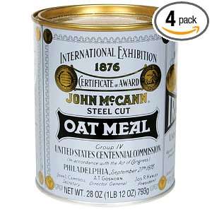 McCANNS Steel Cut Irish Oatmeal, 28 Ounce Tins (Pack of 4)  