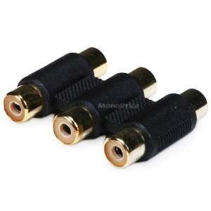  3 RCA Coupler for Component Video Cable Extension   Single 