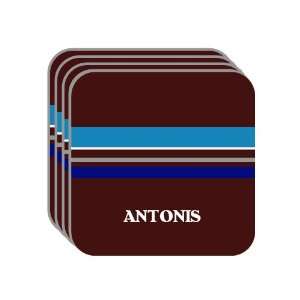 Personal Name Gift   ANTONIS Set of 4 Mini Mousepad Coasters (blue 