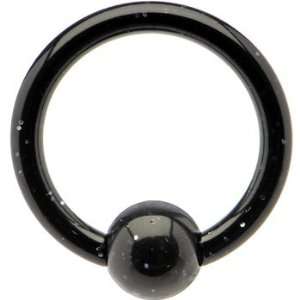  12 Gauge Black Glitter Acrylic Ball Captive Ring: Jewelry