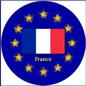  58mm Round Badge Style Keyring France Flag