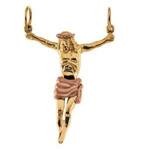 14k Yellow Gold Crucifix Pendant 34.5x25mm   JewelryWeb Jewelry