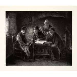 1924 Print Discussion Josef Israels Dutch Painter Men Woman Table 