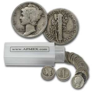  $5 1916 P Mercury Dimes   90 Silver 50 Coin Roll (Avg Circ 