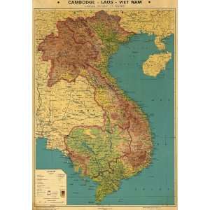  1967 Vietnam Laos Cambodia Conflict War Map: Home 