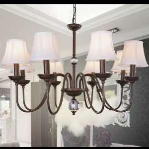   Style Chandelier with 8 Lights in White Shade