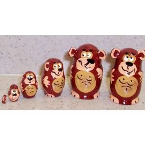  Monkey * Russian nesting doll mini * 5pc / 1.5in * mn.v.5 