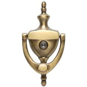   ] Pewter Traditional 6 x 3 Door Knocker With Eyeviewer A07 K6551