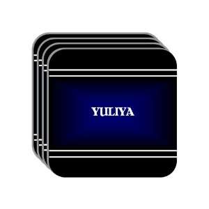 Personal Name Gift   YULIYA Set of 4 Mini Mousepad Coasters (black 