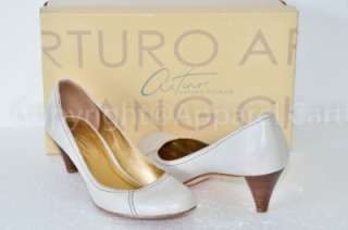 Arturo Chiang Heels Pump Ivory Cream Leather Shoes 6M  