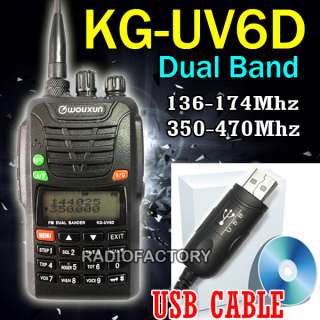 WOUXUN KG UV6D UH Dual Band 136 174/350 470Mhz FM Radio + Earpiece+USB 