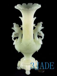   Afghanistan White Jade / Calcite Carving / Phoenix ZUN / Vase  
