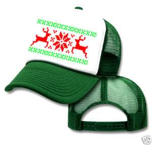 REINDEER SNOWFLAKE mesh Trucker Hat cap SWEATER xmas DG  
