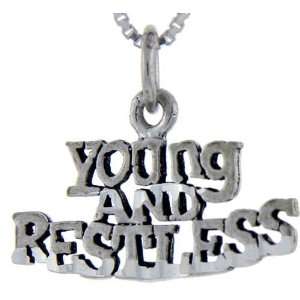 925 Sterling Silver Young and Restless Talking Pendant (w/ 18 Silver 
