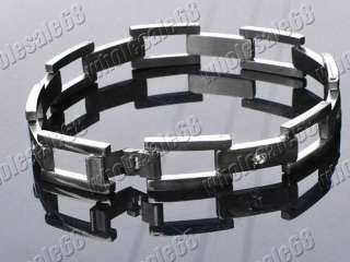 FREE wholesale lot 6pcs stainless steel CZ man bracelet  