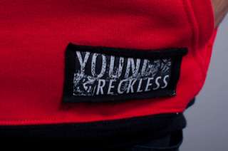 NEW MENS YOUNG & RECKLESS RED BLACK LOGO HOODIE HOODED SWEATSHIRT SIZE 