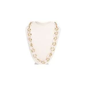  Amiras White Plastic and Gold Tone Necklace: Jewelry