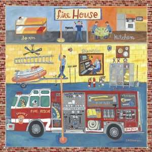  Oopsy daisy Firehouse Mural Wall Art 42x42: Home & Kitchen