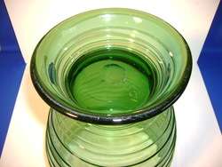 EMPOLI ART GLASS VERDE GREEN LARGE THREADED VASE 12 3/4  