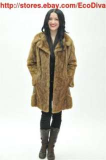 FREE SHIPPING! RETRO! BROWN MINK FUR & BELTED LEATHER JACKET COAT! M 