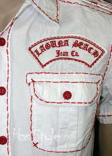 Laguna Beach Jeans White Red Skull Button Down shirt  