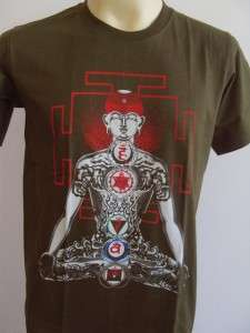 YOGA Mens T Shirt OM Hindu India Meditation Army M  