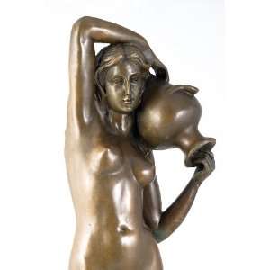  Solid Bronze Hot Cast Bronze Water Carrier Lady Statue 