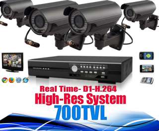 4CH CCTV Home Security DVR Outdoor Camera System 1000GB  