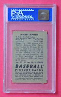 Bowman 1952 Mickey Mantle #101 PSA Graded EX/MT 6  