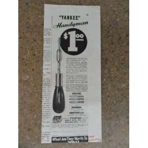 Yankee Handyman,Vintage 30s print ad (screw driver) Original vintage 