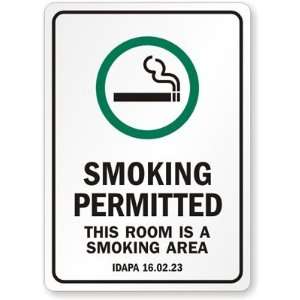   SMOKING AREA IDAPA 16.02.23 Aluminum Sign, 10 x 7