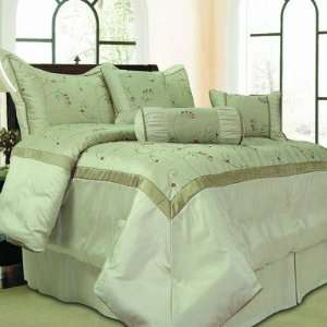 Panama 7 Piece Queen Comforter Set in Taupe:  Home 