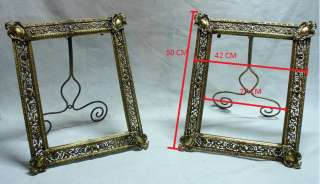 Important antique bronze pair picture frames 19 x 16  