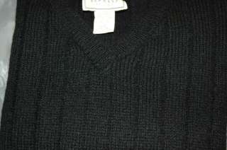 EXPRESS TRICOT Mens Long Sleeve Black Wool V Neck Sweater Size S 
