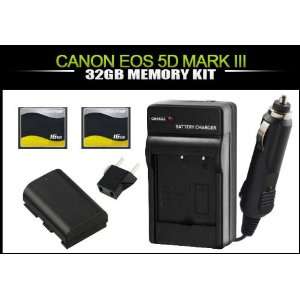  32GB Memory Kit for Canon EOS 5D Mark III Camera Charger 