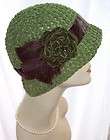 New Black Handmade Suede Cloche Hat Flower Feathers M/L  