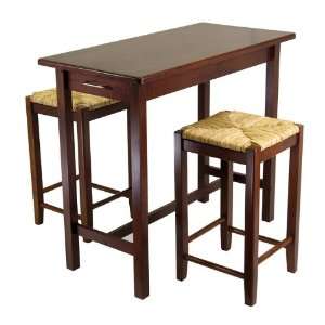 3pc Kitchen Island Table with 2 Rush Seat Stools; 2 cartons:  