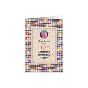  65th Surprise Birthday Party Invitations Colorful Card 