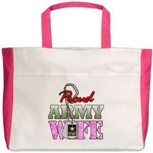  Beach Tote Fuchsia Proud Army Wife: Everything Else