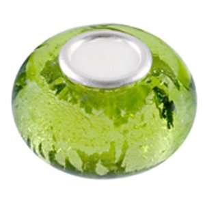  Avedon Polished Sterling Silver Green Glass Slide Charm 