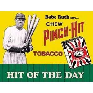  Baseball Babe Ruth Metal Tin Sign Pinch Hit Nostalgic 