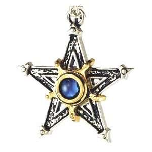  with a Blue Cabochon Swarovski Crystal Pentacle Five Pointed Star 