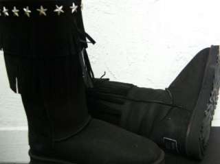 JIMMY CHOO UGG BLACK FRING boots suede STAR STUDS  