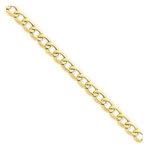  14k 8.0mm Semi Solid Curb Link Chain 8 Inches: Jewelry
